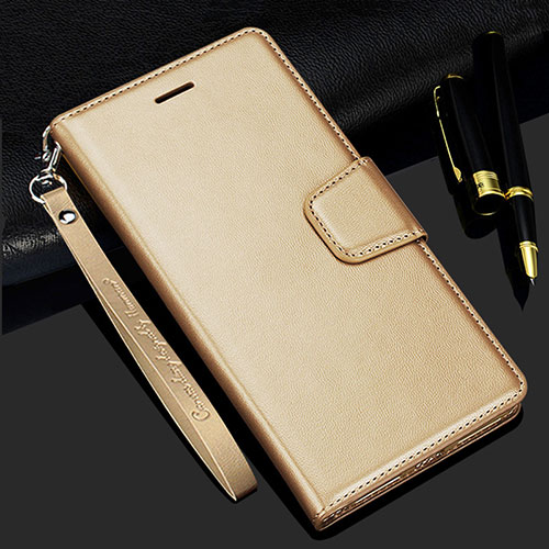 Leather Case Stands Flip Cover L24 Holder for Samsung Galaxy A41 Gold