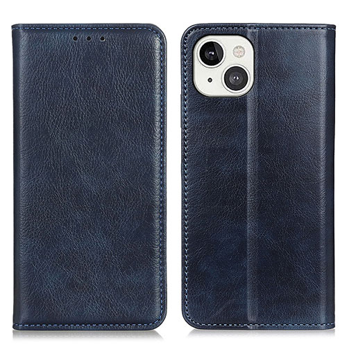 Leather Case Stands Flip Cover L25 Holder for Apple iPhone 15 Blue