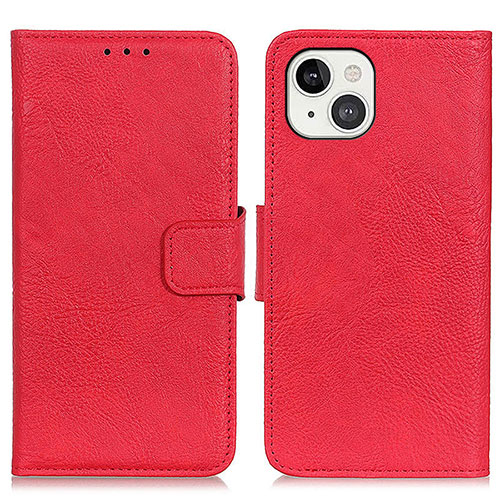 Leather Case Stands Flip Cover L27 Holder for Apple iPhone 15 Plus Red