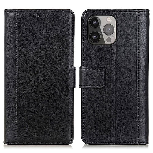 Leather Case Stands Flip Cover L28 Holder for Apple iPhone 14 Pro Black