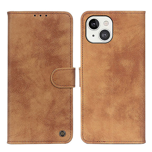 Leather Case Stands Flip Cover L30 Holder for Apple iPhone 15 Brown