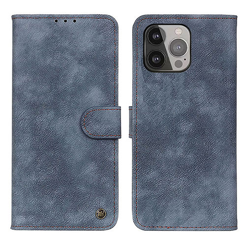 Leather Case Stands Flip Cover L30 Holder for Apple iPhone 15 Pro Blue