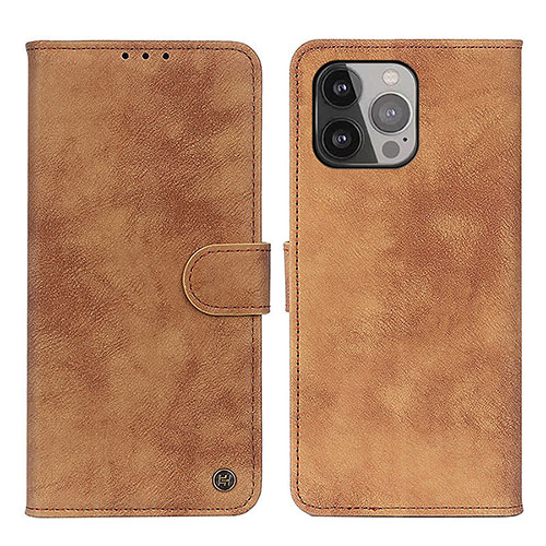 Leather Case Stands Flip Cover L30 Holder for Apple iPhone 15 Pro Brown