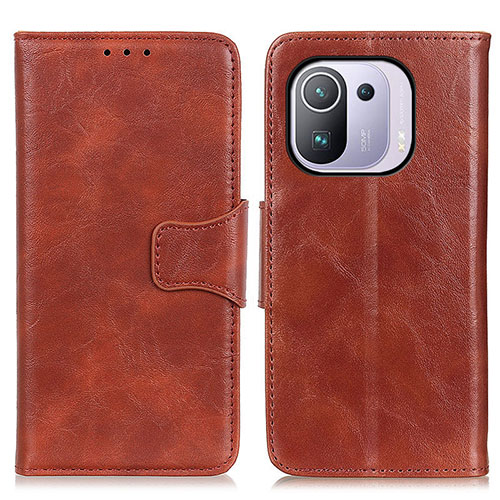 Leather Case Stands Flip Cover M02L Holder for Xiaomi Mi 11 Pro 5G Brown