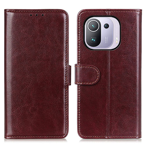 Leather Case Stands Flip Cover M07L Holder for Xiaomi Mi 11 Pro 5G Brown