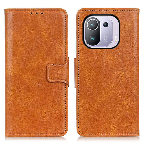 Leather Case Stands Flip Cover M09L Holder for Xiaomi Mi 11 Pro 5G Brown