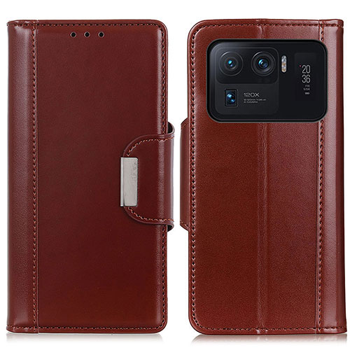 Leather Case Stands Flip Cover M13L Holder for Xiaomi Mi 11 Ultra 5G Brown