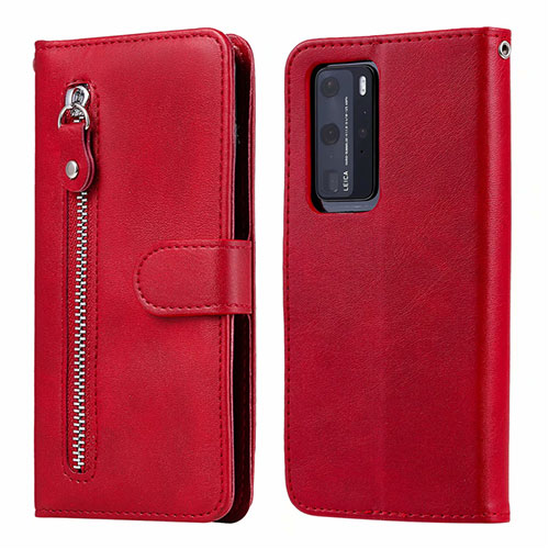 Leather Case Stands Flip Cover N01 Holder for Huawei P40 Pro Red