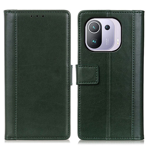 Leather Case Stands Flip Cover N02P Holder for Xiaomi Mi 11 Pro 5G Green