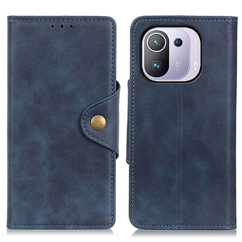 Leather Case Stands Flip Cover N06P Holder for Xiaomi Mi 11 Pro 5G Blue