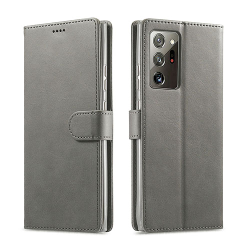 Leather Case Stands Flip Cover N08 Holder for Samsung Galaxy Note 20 Ultra 5G Gray