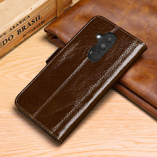 Leather Case Stands Flip Cover P02 Holder for Huawei Mate 20 Lite Brown