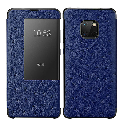 Leather Case Stands Flip Cover P02 Holder for Huawei Mate 20 Pro Blue