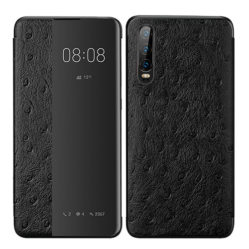 Leather Case Stands Flip Cover P02 Holder for Huawei P30 Black