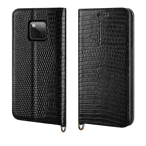 Leather Case Stands Flip Cover P04 Holder for Huawei Mate 20 Pro Black