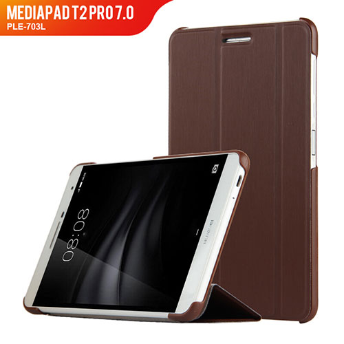 Leather Case Stands Flip Cover R01 for Huawei MediaPad T2 Pro 7.0 PLE-703L Brown