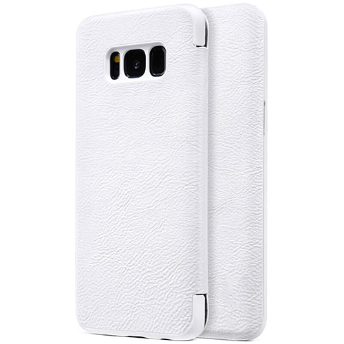 Leather Case Stands Flip Cover S01 for Samsung Galaxy S8 White