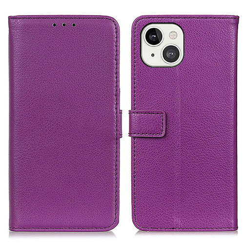 Leather Case Stands Flip Cover T01 Holder for Apple iPhone 13 Purple