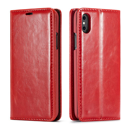 Leather Case Stands Flip Cover T01 Holder for Apple iPhone X Red