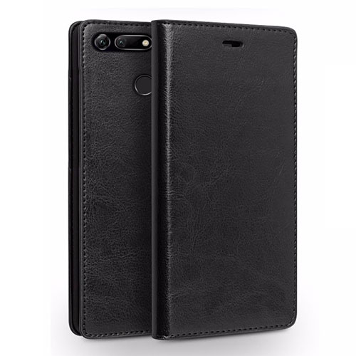 Leather Case Stands Flip Cover T01 Holder for Huawei Honor V20 Black