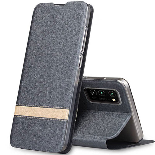 Leather Case Stands Flip Cover T01 Holder for Huawei Honor V30 5G Gray