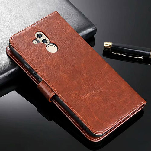 Leather Case Stands Flip Cover T01 Holder for Huawei Mate 20 Lite Brown