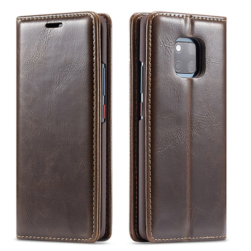 Leather Case Stands Flip Cover T01 Holder for Huawei Mate 20 Pro Brown