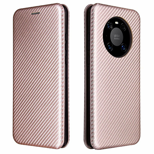 Leather Case Stands Flip Cover T01 Holder for Huawei Mate 40E 5G Rose Gold