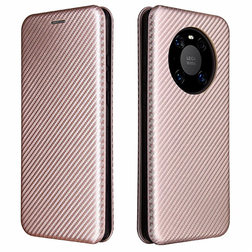 Leather Case Stands Flip Cover T01 Holder for Huawei Mate 40E Pro 5G Rose Gold