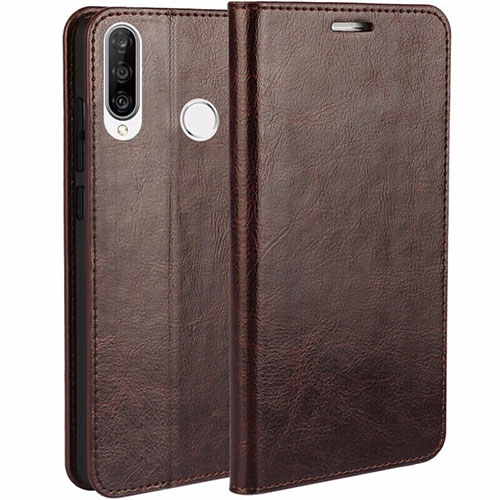 Leather Case Stands Flip Cover T01 Holder for Huawei Nova 4e Brown