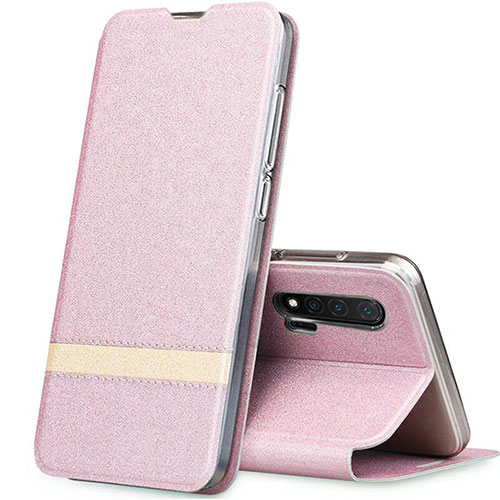 Leather Case Stands Flip Cover T01 Holder for Huawei Nova 6 5G Rose Gold