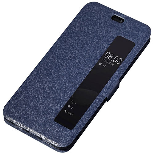 Leather Case Stands Flip Cover T01 Holder for Huawei P20 Blue