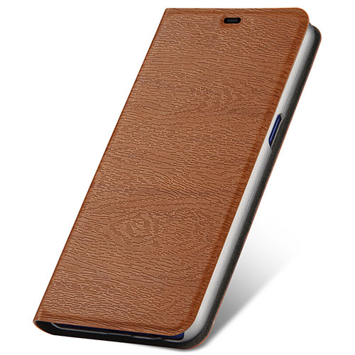 Leather Case Stands Flip Cover T01 Holder for Oppo R17 Neo Brown