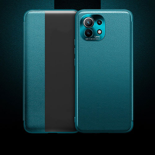 Leather Case Stands Flip Cover T01 Holder for Xiaomi Mi 11 Lite 5G NE Green