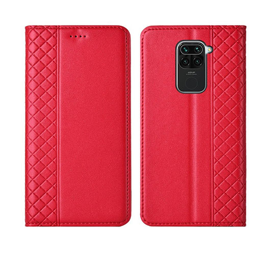 Leather Case Stands Flip Cover T01 Holder for Xiaomi Redmi 10X 4G Red