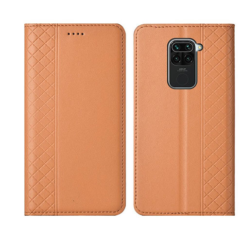 Leather Case Stands Flip Cover T01 Holder for Xiaomi Redmi Note 9 Orange