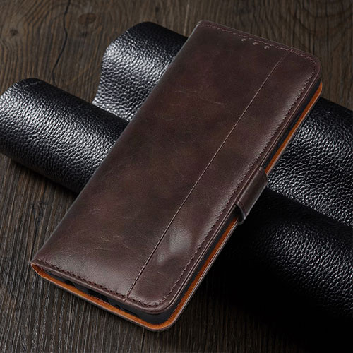 Leather Case Stands Flip Cover T01 Holder for Xiaomi Redmi Note 9 Pro Max Brown