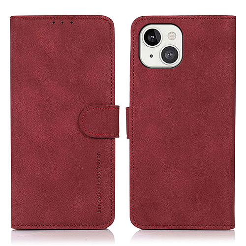 Leather Case Stands Flip Cover T02 Holder for Apple iPhone 14 Plus Red