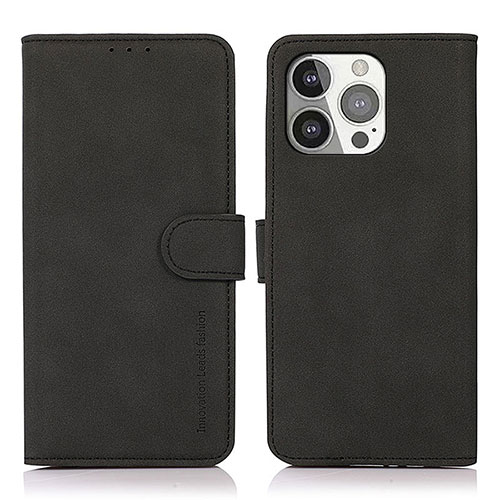 Leather Case Stands Flip Cover T02 Holder for Apple iPhone 16 Pro Black