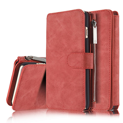 Leather Case Stands Flip Cover T02 Holder for Apple iPhone 6 Plus Red