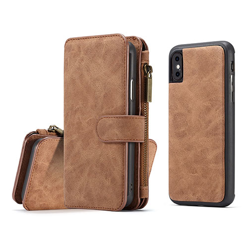 Leather Case Stands Flip Cover T02 Holder for Apple iPhone Xs Orange