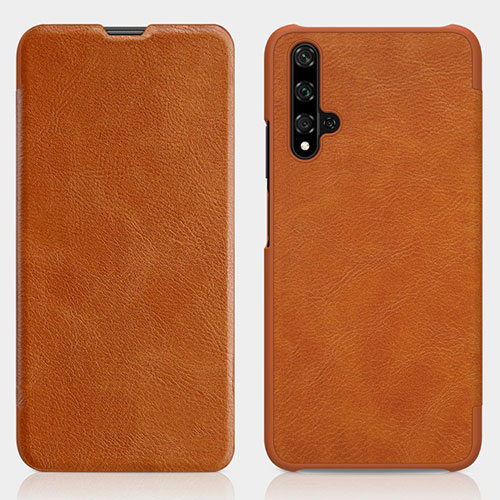 Leather Case Stands Flip Cover T02 Holder for Huawei Honor 20 Orange