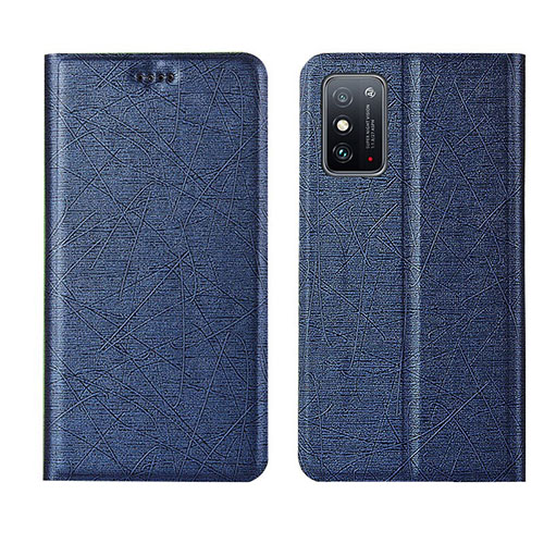 Leather Case Stands Flip Cover T02 Holder for Huawei Honor X10 Max 5G Blue