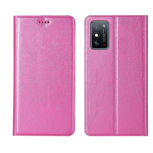 Leather Case Stands Flip Cover T02 Holder for Huawei Honor X10 Max 5G Pink