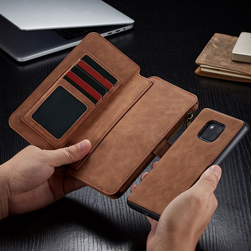 Leather Case Stands Flip Cover T02 Holder for Huawei Mate 20 Pro Brown