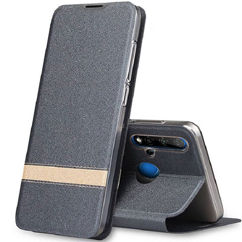 Leather Case Stands Flip Cover T02 Holder for Huawei Nova 5i Dark Gray