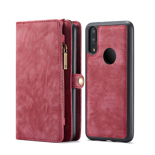 Leather Case Stands Flip Cover T02 Holder for Huawei P20 Lite Red