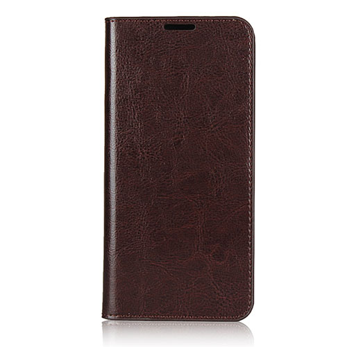 Leather Case Stands Flip Cover T02 Holder for Oppo A91 Brown