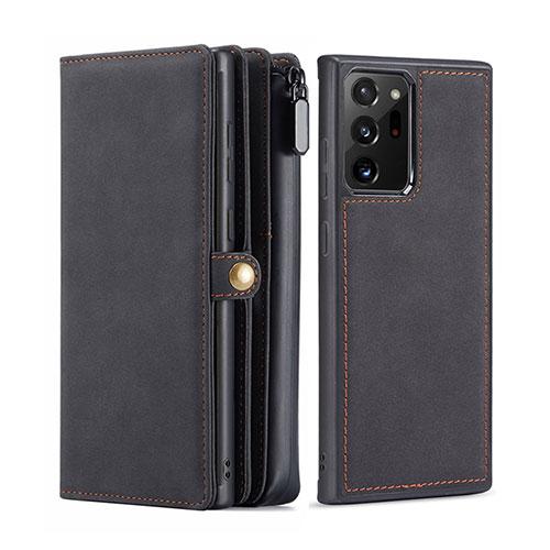 Leather Case Stands Flip Cover T02 Holder for Samsung Galaxy Note 20 Ultra 5G Black