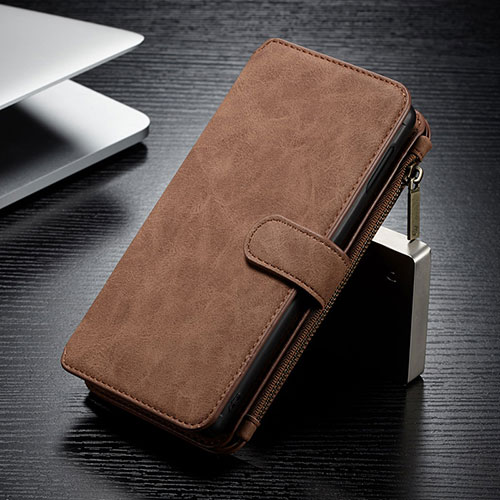 Leather Case Stands Flip Cover T02 Holder for Samsung Galaxy S10e Brown